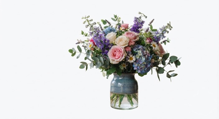 Same flower bouquet photo after background removal, background cleanly removed